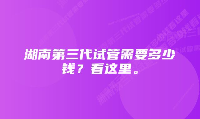 湖南第三代试管需要多少钱？看这里。