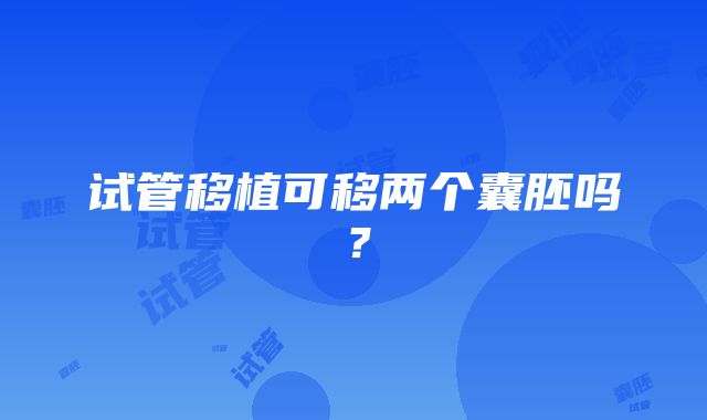 试管移植可移两个囊胚吗？