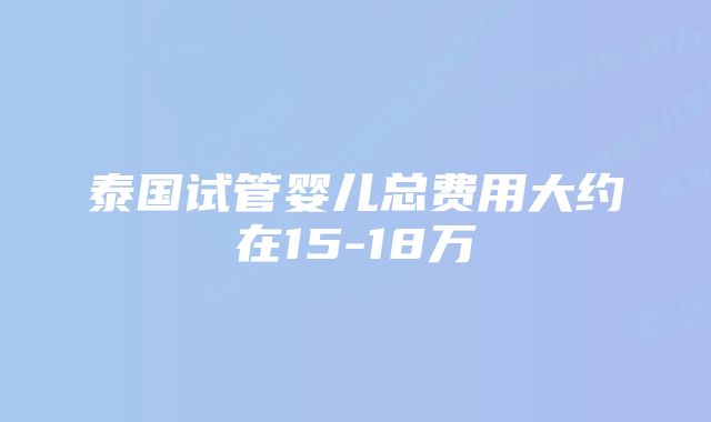 泰国试管婴儿总费用大约在15-18万