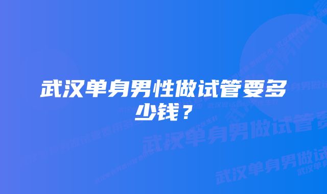 武汉单身男性做试管要多少钱？