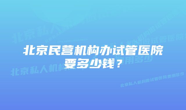 北京民营机构办试管医院要多少钱？