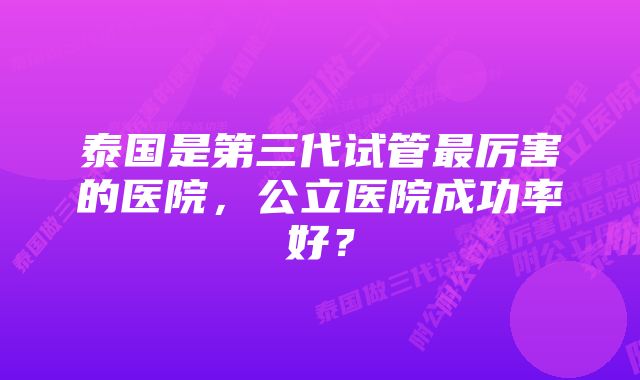 泰国是第三代试管最厉害的医院，公立医院成功率好？