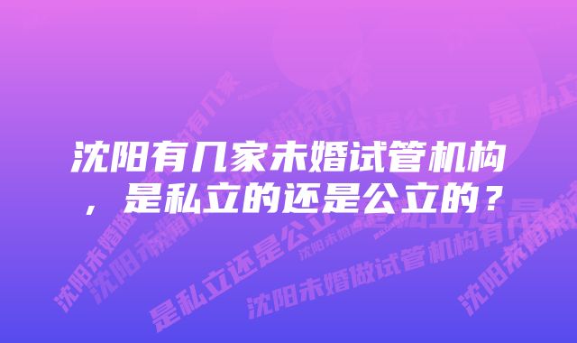 沈阳有几家未婚试管机构，是私立的还是公立的？