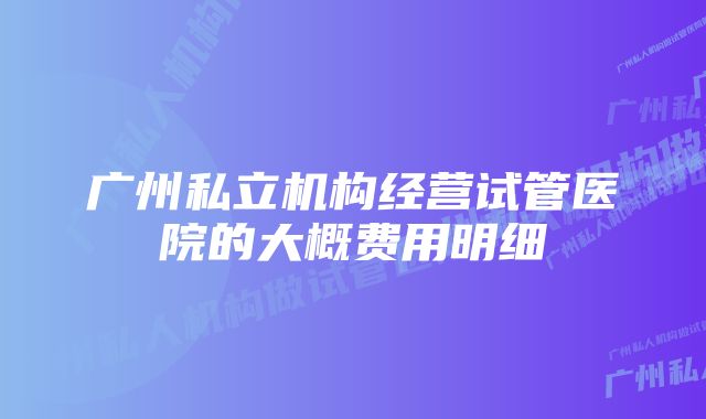 广州私立机构经营试管医院的大概费用明细