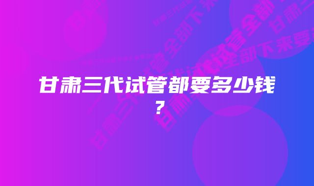 甘肃三代试管都要多少钱？