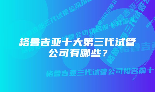 格鲁吉亚十大第三代试管公司有哪些？