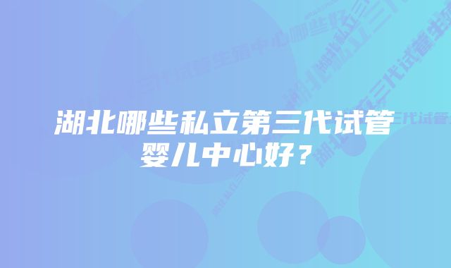 湖北哪些私立第三代试管婴儿中心好？