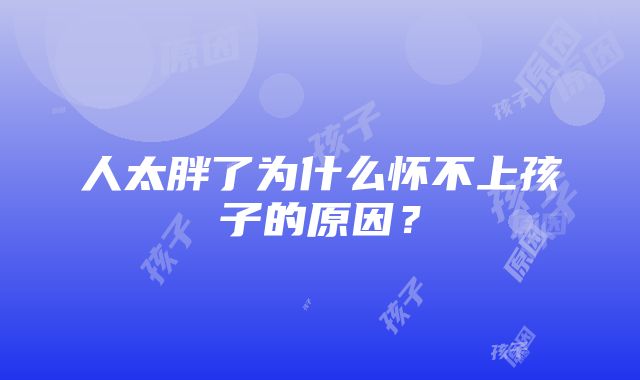 人太胖了为什么怀不上孩子的原因？