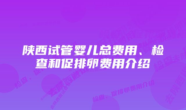 陕西试管婴儿总费用、检查和促排卵费用介绍