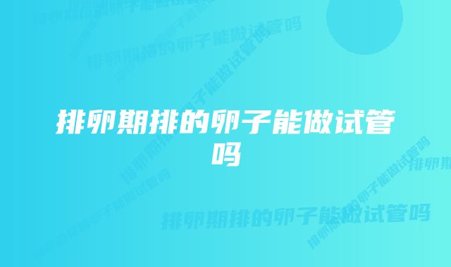 排卵期排的卵子能做试管吗