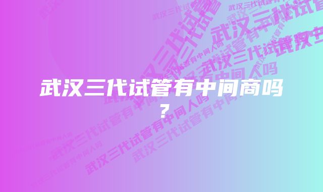 武汉三代试管有中间商吗？