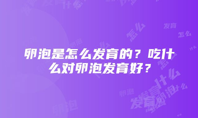 卵泡是怎么发育的？吃什么对卵泡发育好？