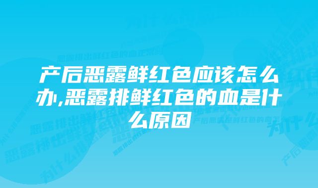 产后恶露鲜红色应该怎么办,恶露排鲜红色的血是什么原因