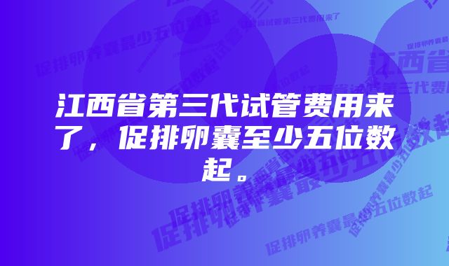 江西省第三代试管费用来了，促排卵囊至少五位数起。