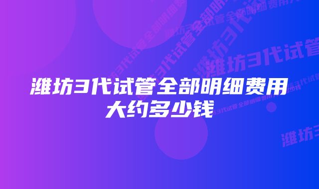 潍坊3代试管全部明细费用大约多少钱