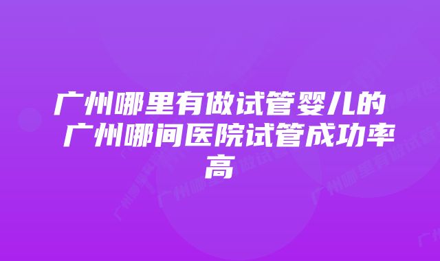 广州哪里有做试管婴儿的 广州哪间医院试管成功率高