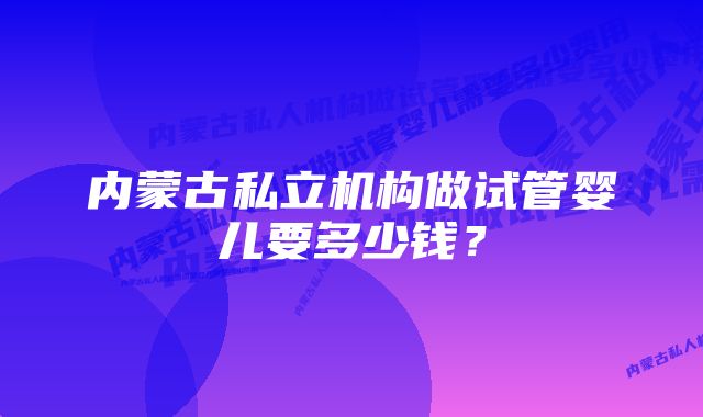 内蒙古私立机构做试管婴儿要多少钱？