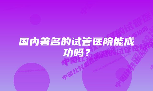 国内著名的试管医院能成功吗？