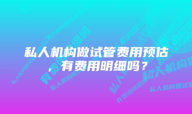 私人机构做试管费用预估，有费用明细吗？