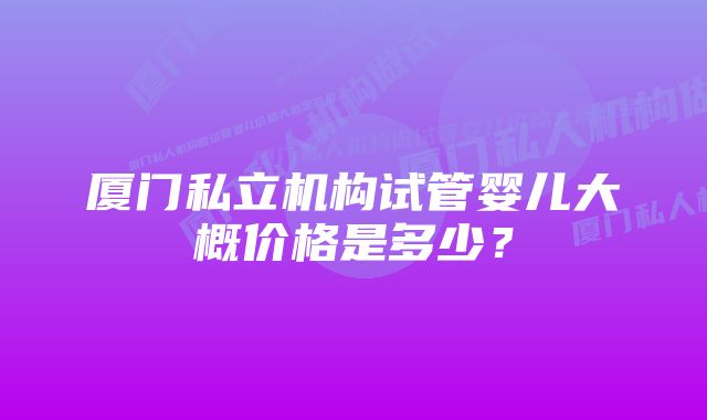 厦门私立机构试管婴儿大概价格是多少？