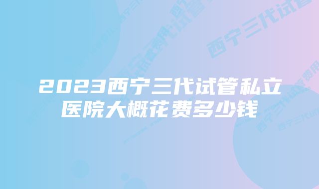 2023西宁三代试管私立医院大概花费多少钱