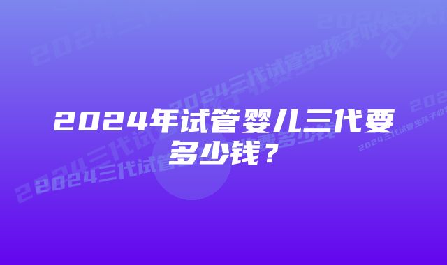 2024年试管婴儿三代要多少钱？