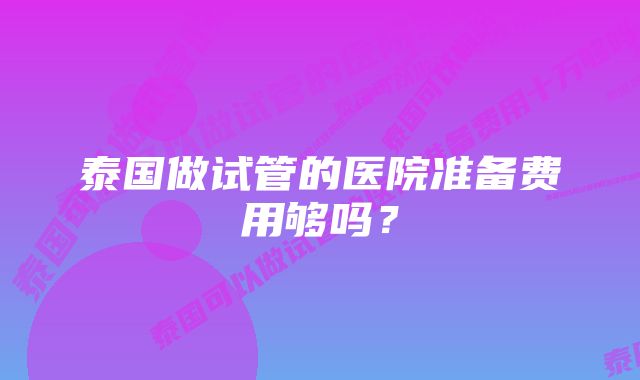 泰国做试管的医院准备费用够吗？