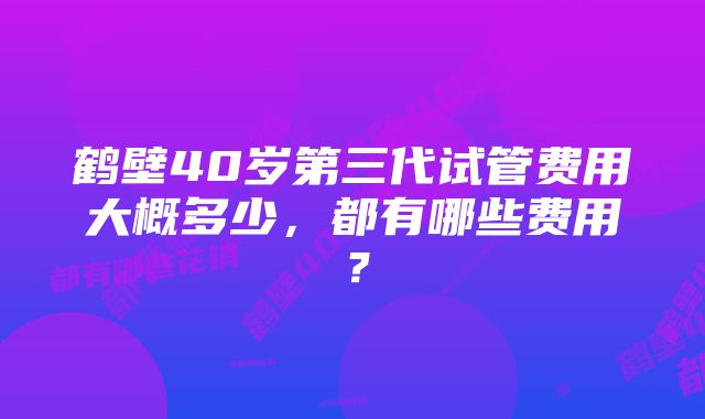 鹤壁40岁第三代试管费用大概多少，都有哪些费用？