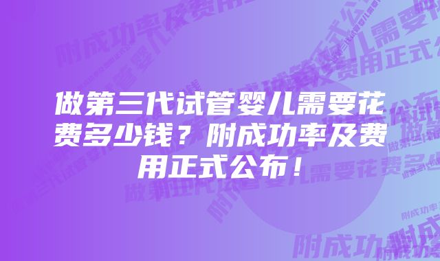 做第三代试管婴儿需要花费多少钱？附成功率及费用正式公布！