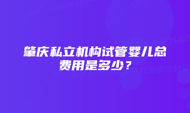 肇庆私立机构试管婴儿总费用是多少？