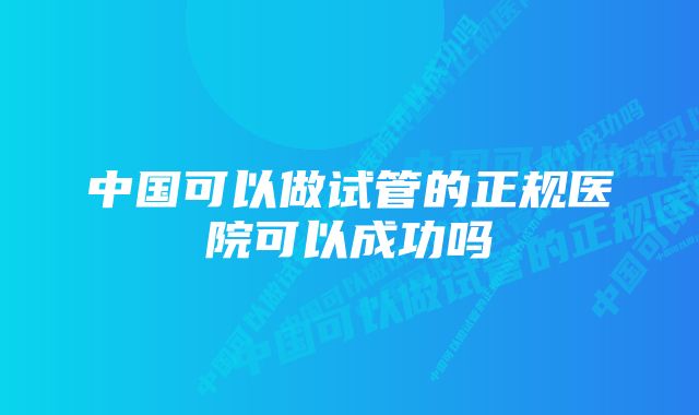 中国可以做试管的正规医院可以成功吗