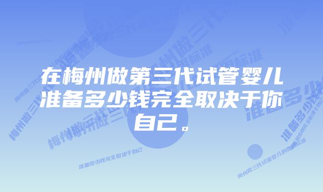 在梅州做第三代试管婴儿准备多少钱完全取决于你自己。