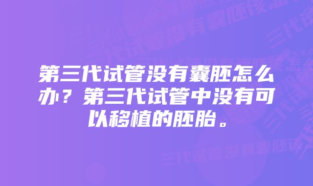 第三代试管没有囊胚怎么办？第三代试管中没有可以移植的胚胎。