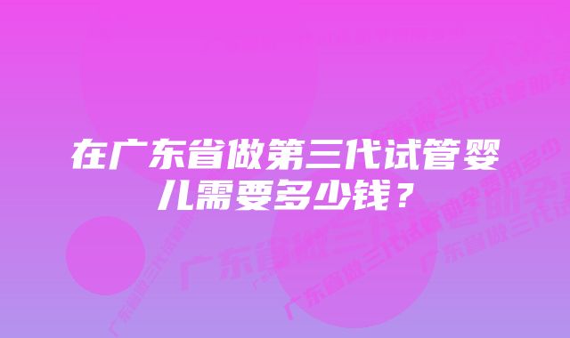 在广东省做第三代试管婴儿需要多少钱？