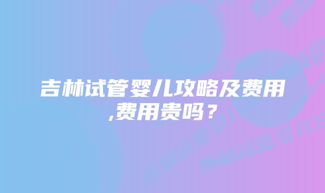 吉林试管婴儿攻略及费用,费用贵吗？