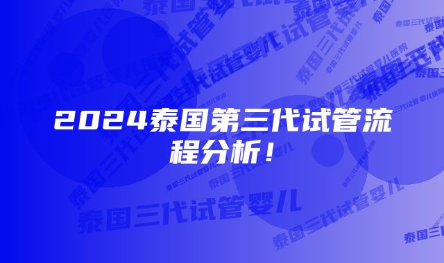 2024泰国第三代试管流程分析！