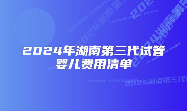 2024年湖南第三代试管婴儿费用清单