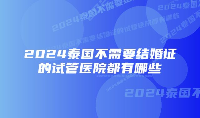 2024泰国不需要结婚证的试管医院都有哪些