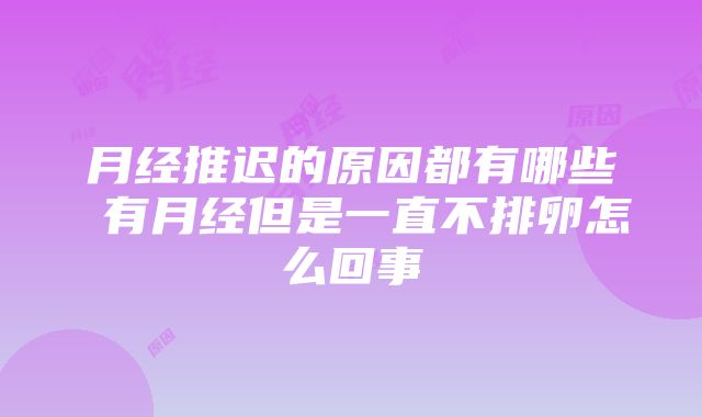 月经推迟的原因都有哪些 有月经但是一直不排卵怎么回事