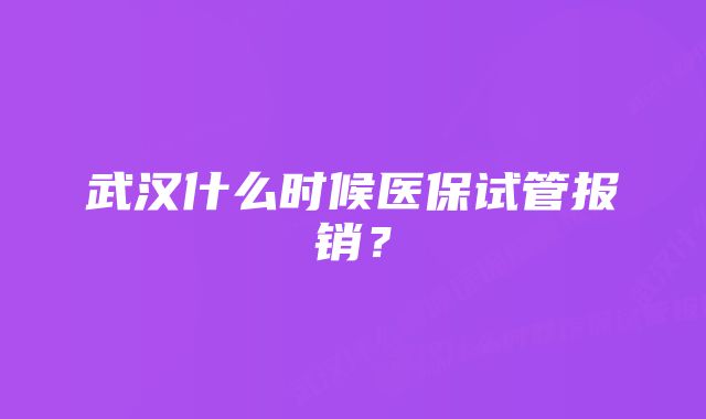 武汉什么时候医保试管报销？