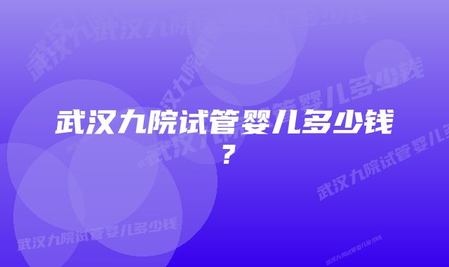 武汉九院试管婴儿多少钱？