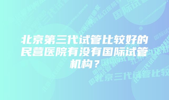 北京第三代试管比较好的民营医院有没有国际试管机构？