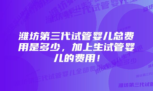 潍坊第三代试管婴儿总费用是多少，加上生试管婴儿的费用！