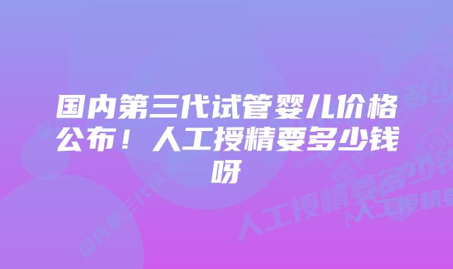 国内第三代试管婴儿价格公布！人工授精要多少钱呀