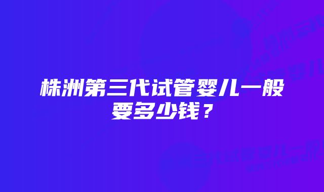 株洲第三代试管婴儿一般要多少钱？