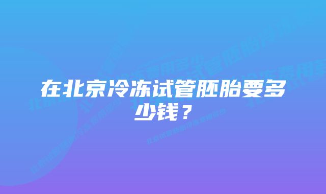 在北京冷冻试管胚胎要多少钱？