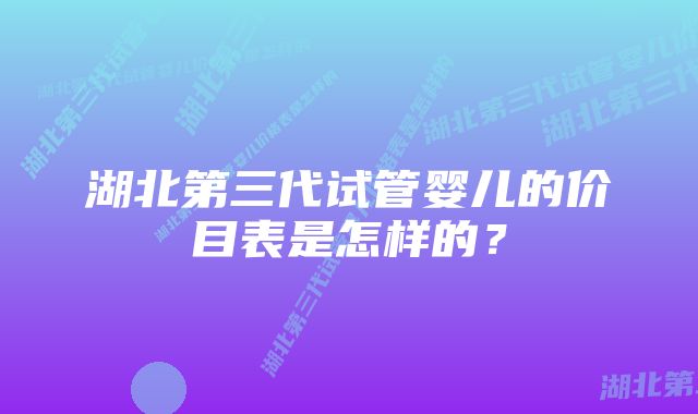 湖北第三代试管婴儿的价目表是怎样的？