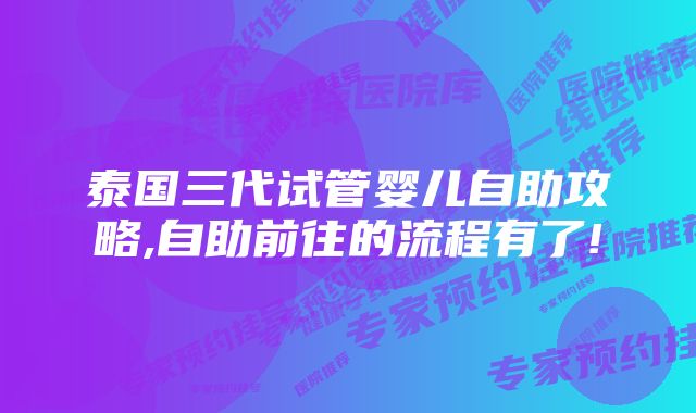 泰国三代试管婴儿自助攻略,自助前往的流程有了!