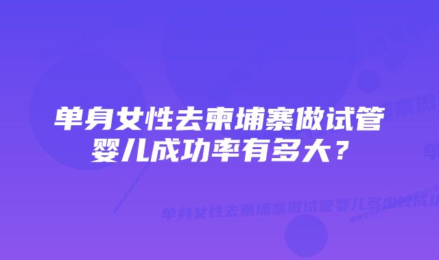 单身女性去柬埔寨做试管婴儿成功率有多大？