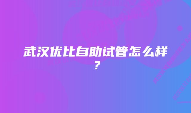 武汉优比自助试管怎么样？